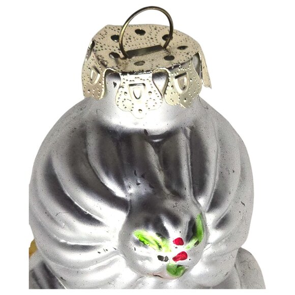 Vintage Mercury Glass Style Mrs. Claus Santa Christmas Ornament With Pie 1990's - Picture 7 of 8